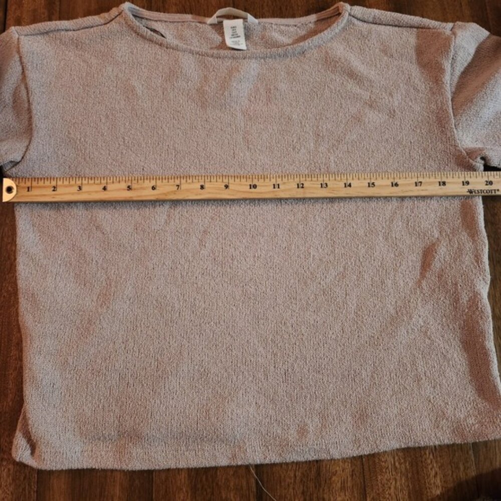 HM Textured Knit Cropped Sweater Taupe Beige Boat‎ Neck S - Picture 5 of 5